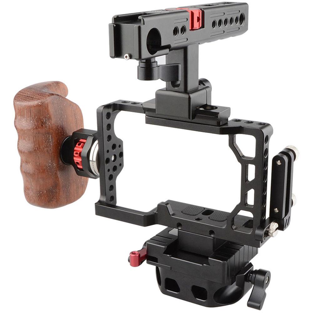 CAMVATE Camera Cage with QR Baseplate and Rotating NATO Top Handle for Sony a6500