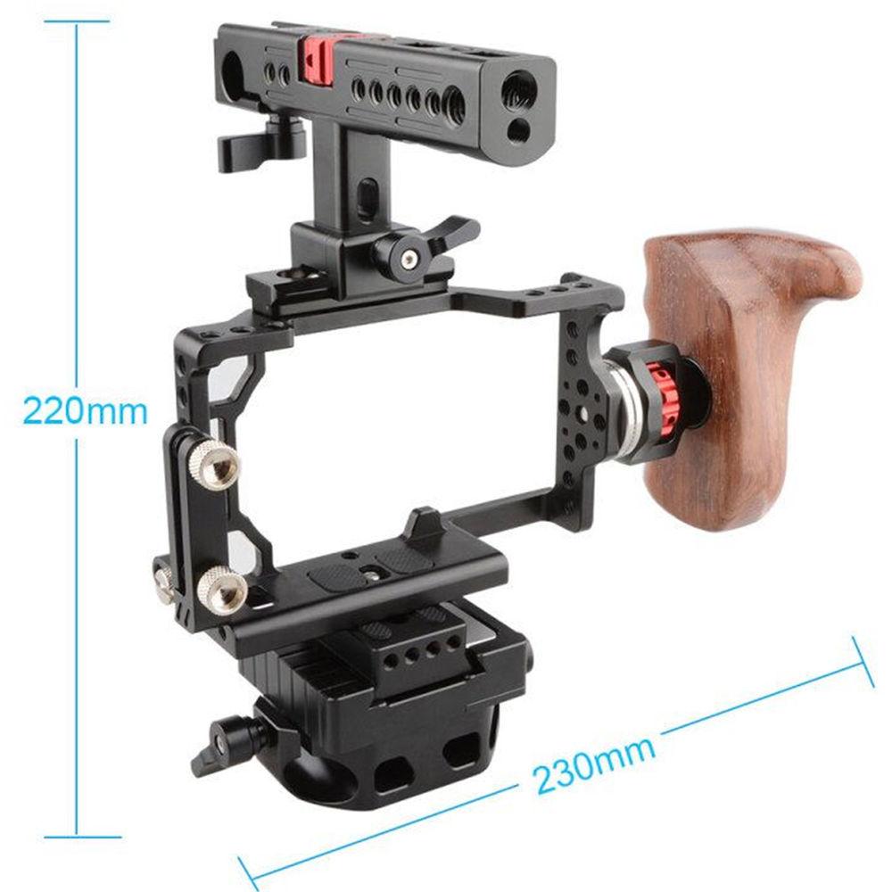 CAMVATE Camera Cage with QR Baseplate and Rotating NATO Top Handle for Sony a6500