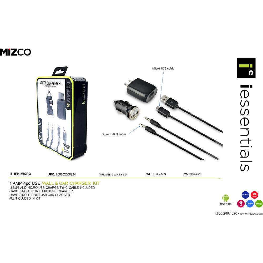 iEssentials 4 Piece Micro-USB Home and Car Charging Kit