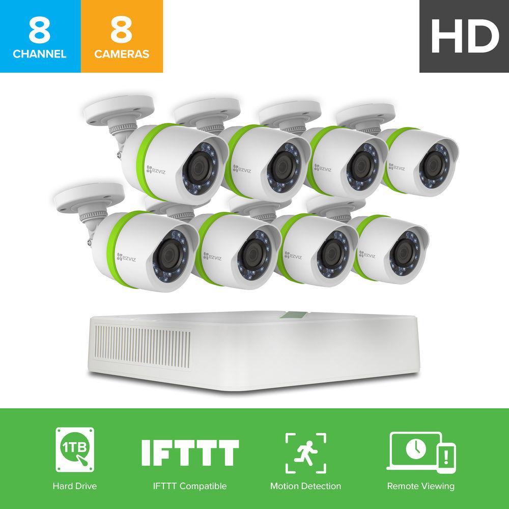ezviz Everyday 720p 8-Channel 720p DVR with 1TB HDD and 8 720p Outdoor Bullet Cameras