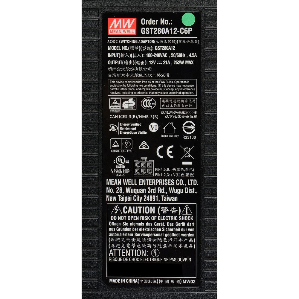 Laird Digital Cinema 252W 12V 21A AC DC Power Supply for Sony F-Series and RED Digital Cinema Cameras