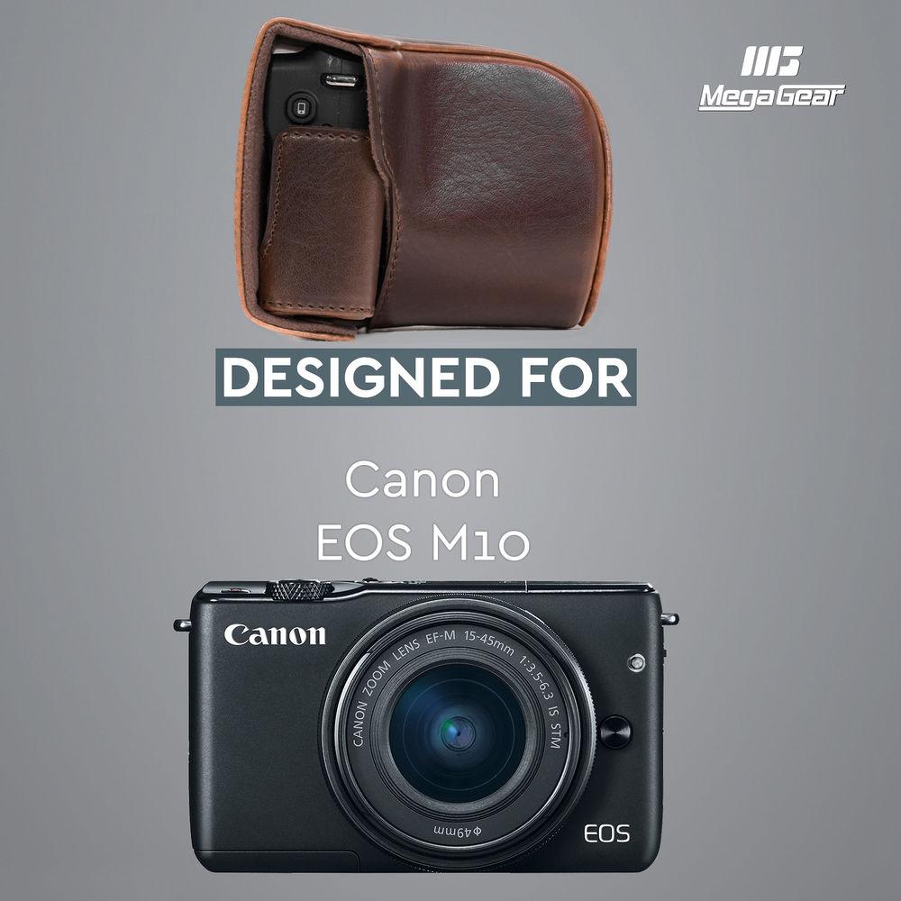 MegaGear Ever Ready PU Leather Case & Strap for Canon EOS M10