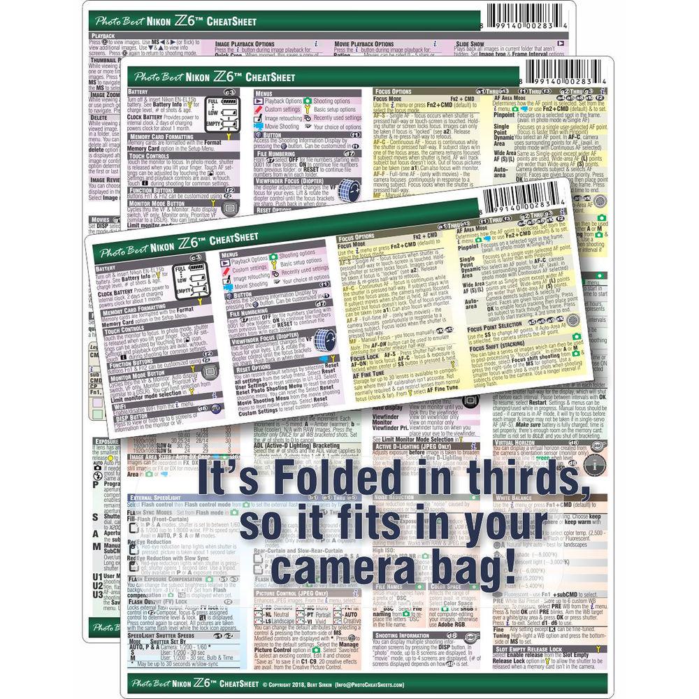 PhotoBert CheatSheet for Nikon Z 6 Digital Mirrorless Camera