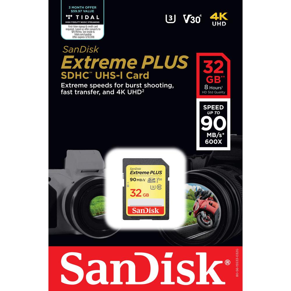 SanDisk 32GB Extreme PLUS UHS-I SDHC Memory Card