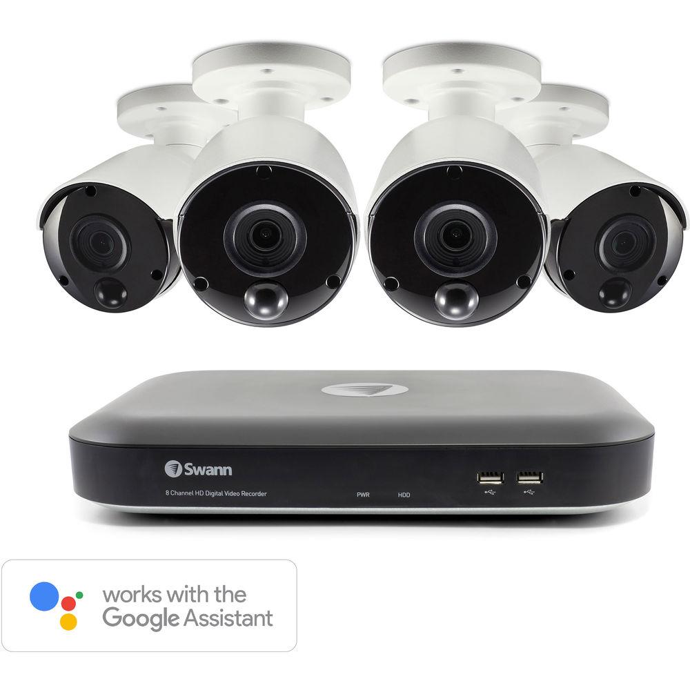 Swann Pro Series 8-Channel 5MP DVR with 2TB HDD and 4 5MP Outdoor Bullet Cameras