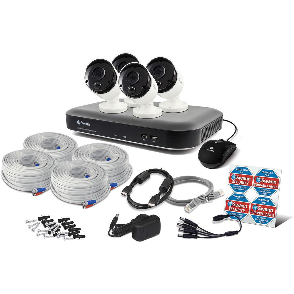 Swann Pro Series 8-Channel 5MP DVR with 2TB HDD and 4 5MP Outdoor Bullet Cameras