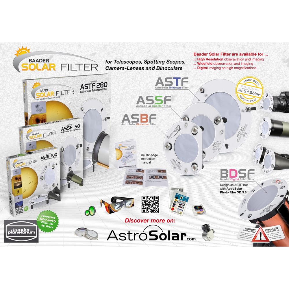 Alpine Astronomical 240mm ASTF Baader AstroSolar 5.0 White-Light Solar Filter for Telescopes