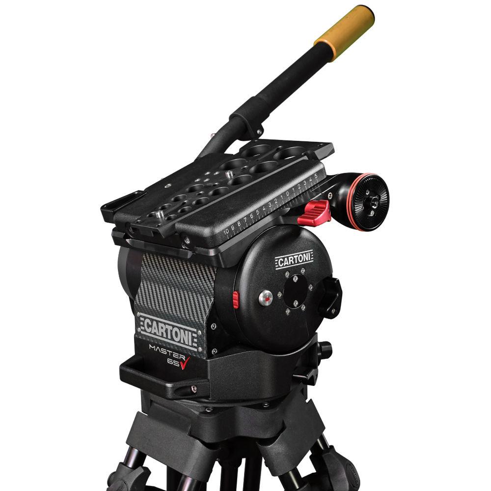 Cartoni Master 65 Head, Dovetail Plate, Telescopic Left Pan Bar, Short Right Pan Bar