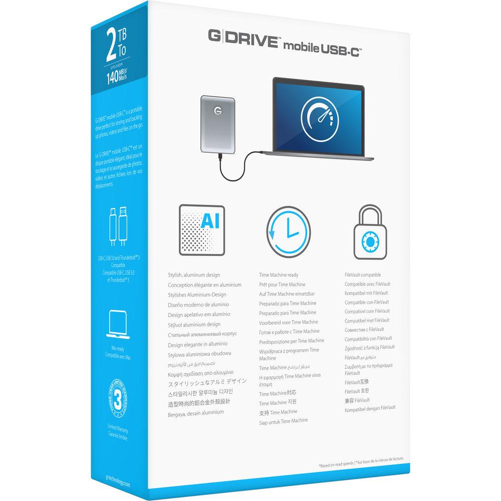 G-Technology 2TB G-DRIVE mobile USB 3.1 Gen 1 Type-C External Hard Drive