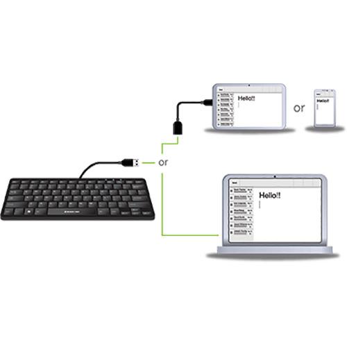 IOGEAR Portable Wired USB Keyboard for Tablets with OTG Adapter