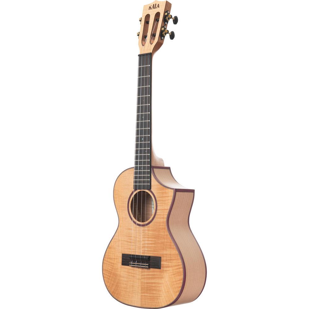 KALA Satin All Solid Flame Maple Cutaway Tenor Ukulele