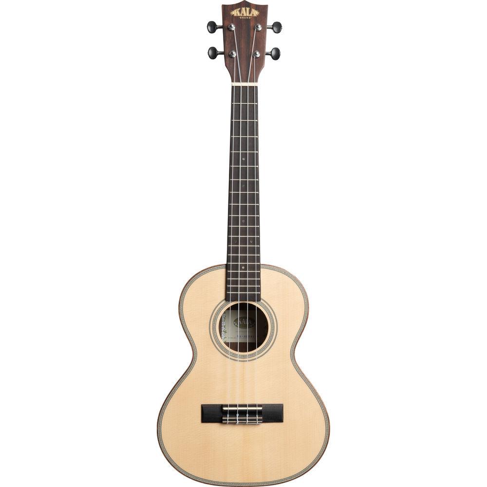 KALA Satin Solid Spruce Striped Ebony Tenor Ukulele