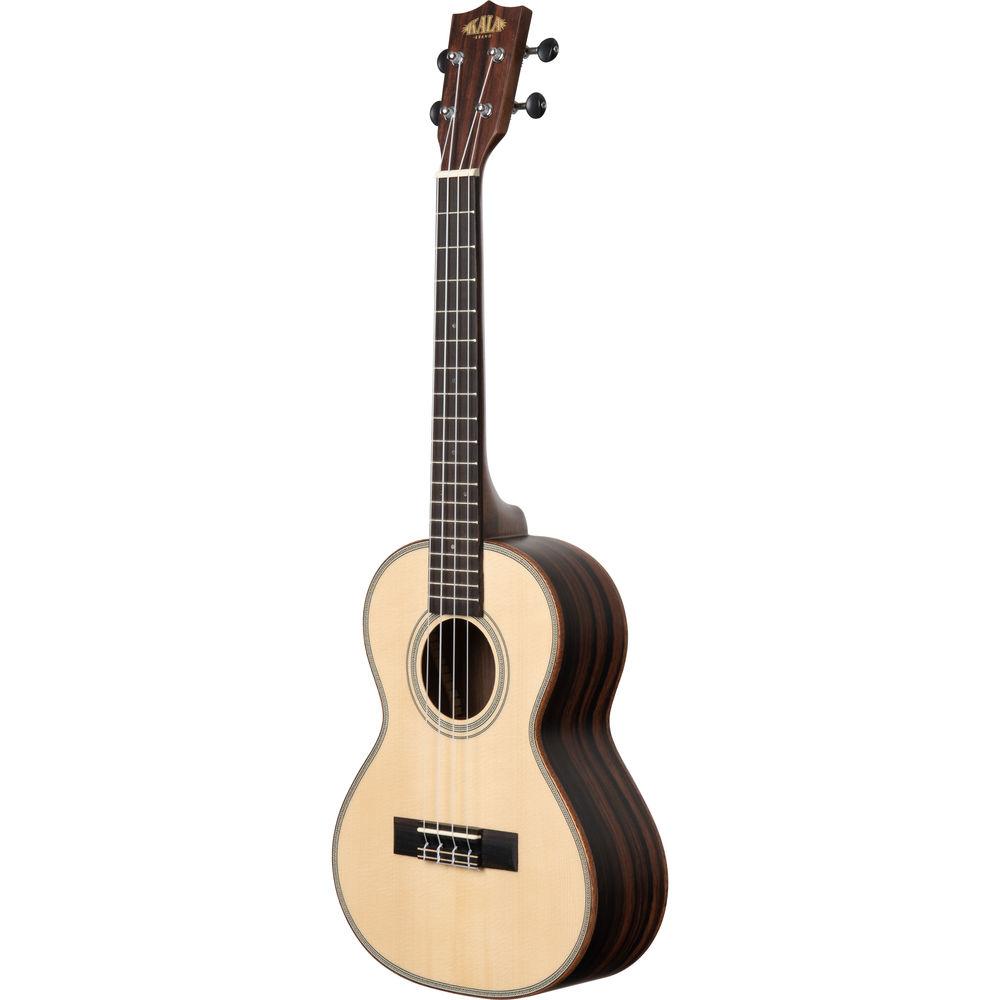 KALA Satin Solid Spruce Striped Ebony Tenor Ukulele