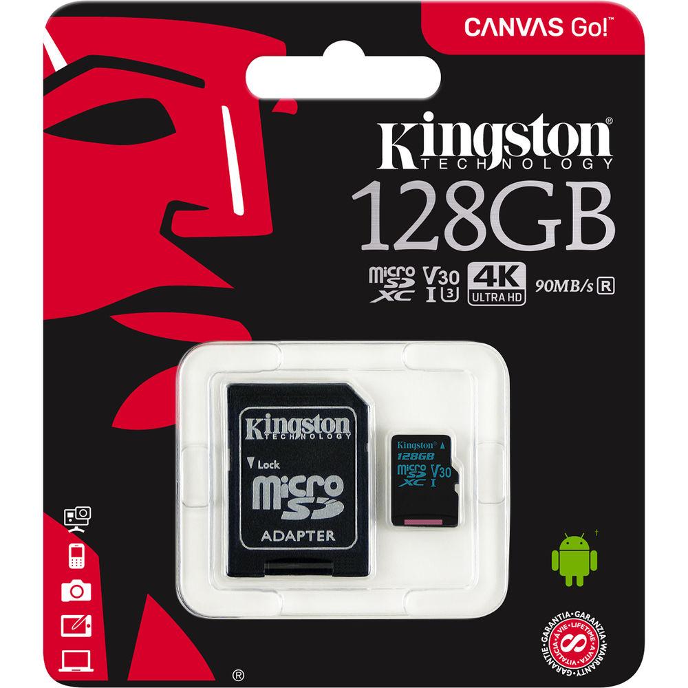 Kingston 128GB Canvas Go! UHS-I microSDXC Memory Card with SD Adapter