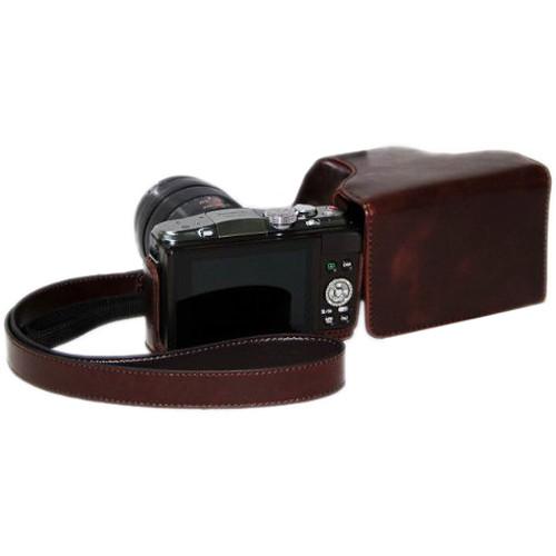 MegaGear Ever Ready Leather Camera Case for Panasonic GF6 with 14-42, 45-150mm Lens