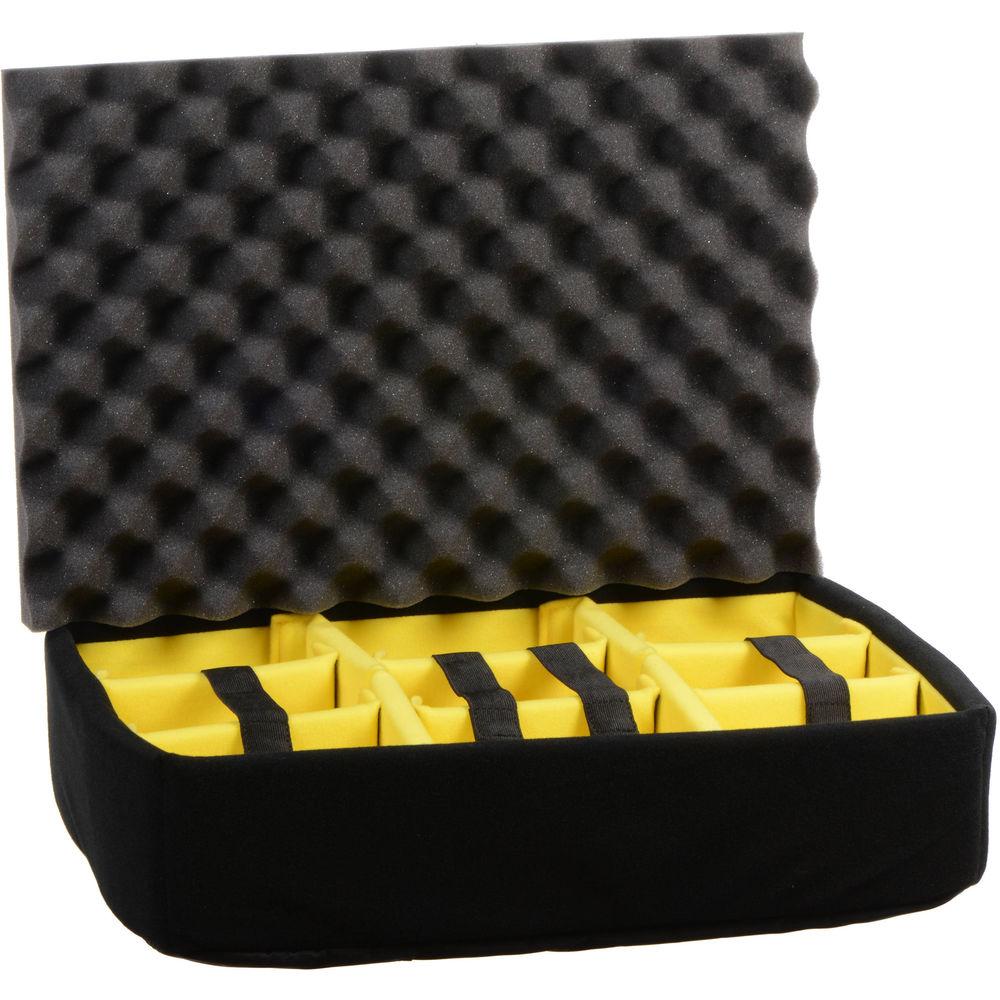 Pelican 1504 Waterproof 1500 Case with Yellow and Black Divider Set