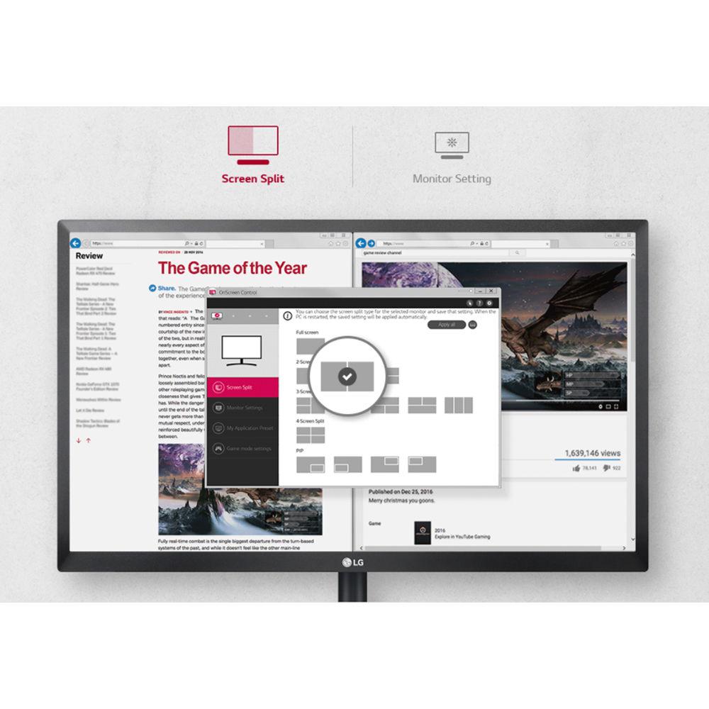 LG 24" LCD D-Sub HDMI DP Tilt Vesa Monitor