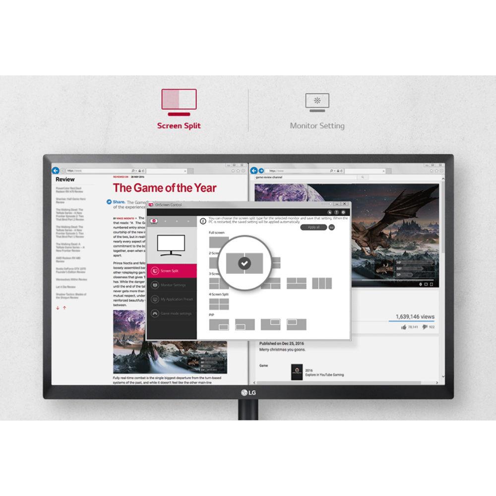 LG 27" LCD D-Sub HDMI DP Tilt Vesa Monitor