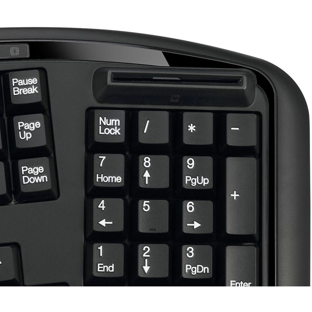Adesso Multimedia Ergonomic Keyboard with Built-In Smart Card Reader