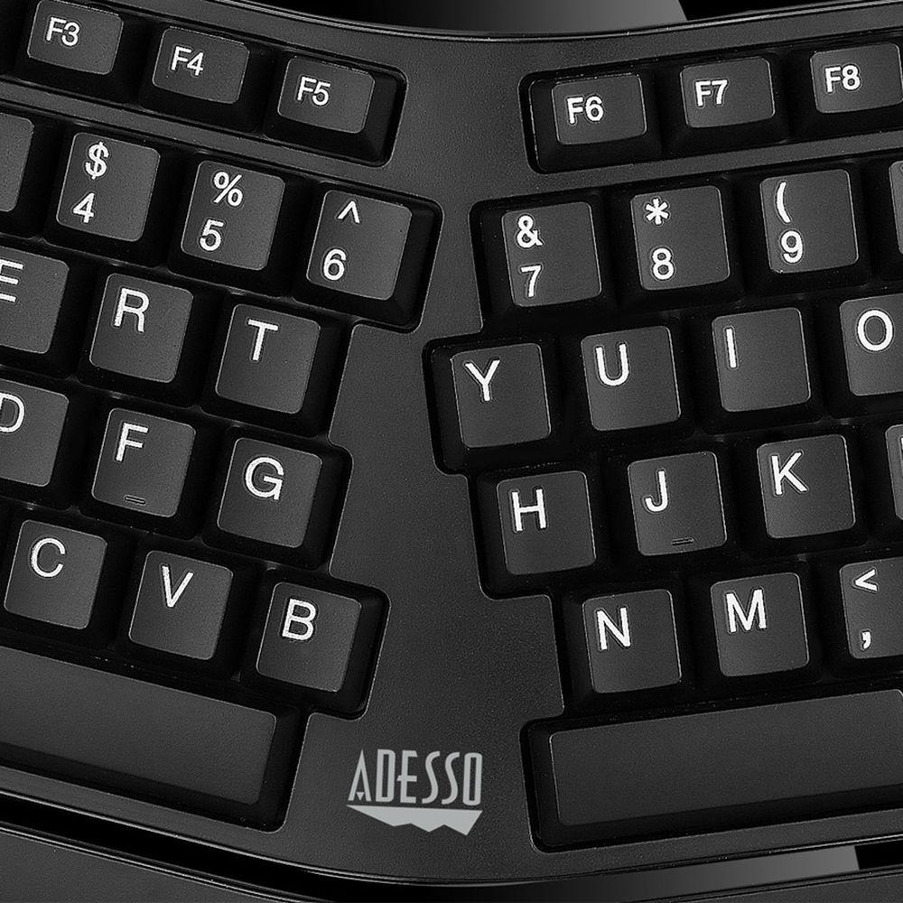 Adesso Multimedia Ergonomic Keyboard with Built-In Smart Card Reader