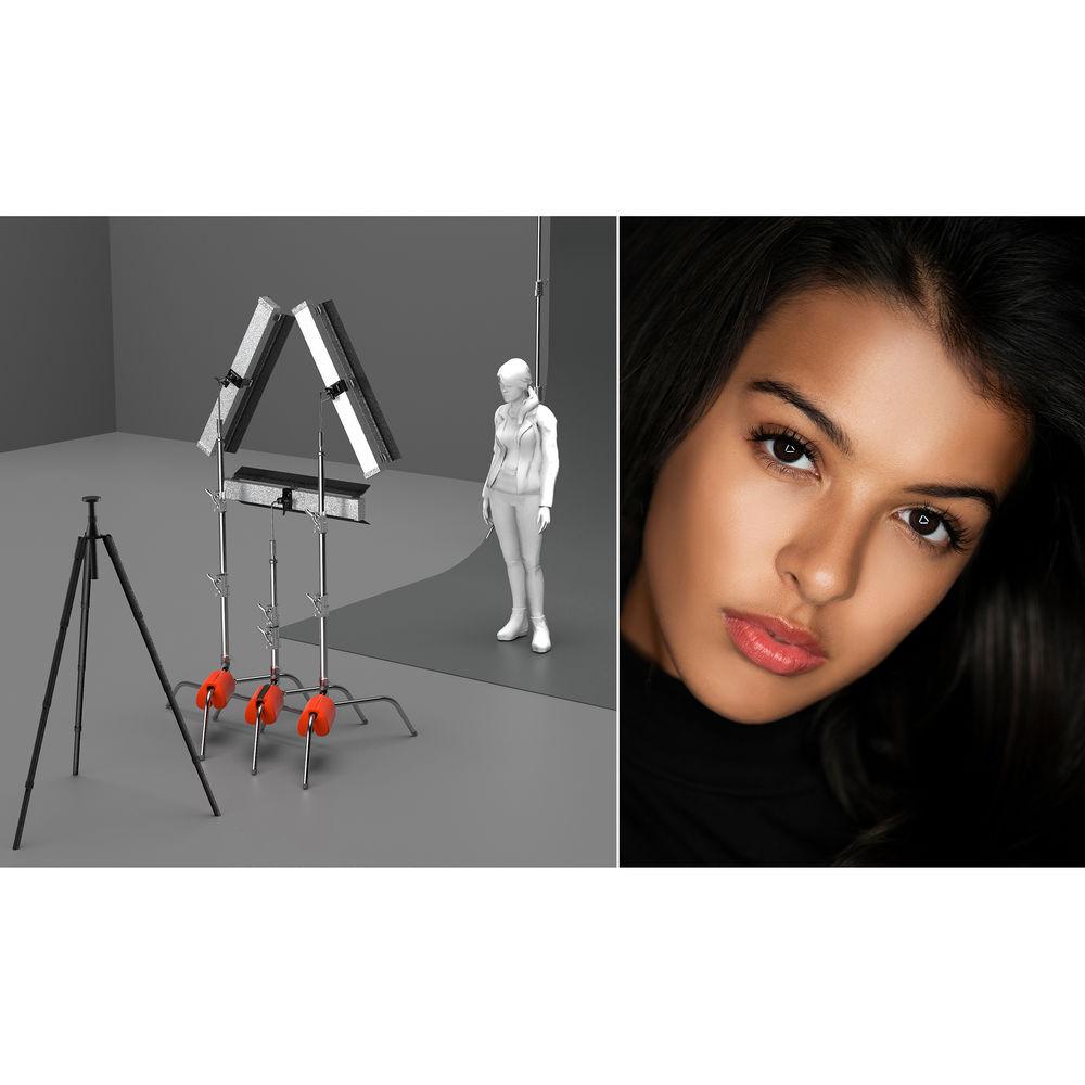 Genaray Triangle Lighting 36" Soft Strip 3-Light Pro Kit with C-Stands