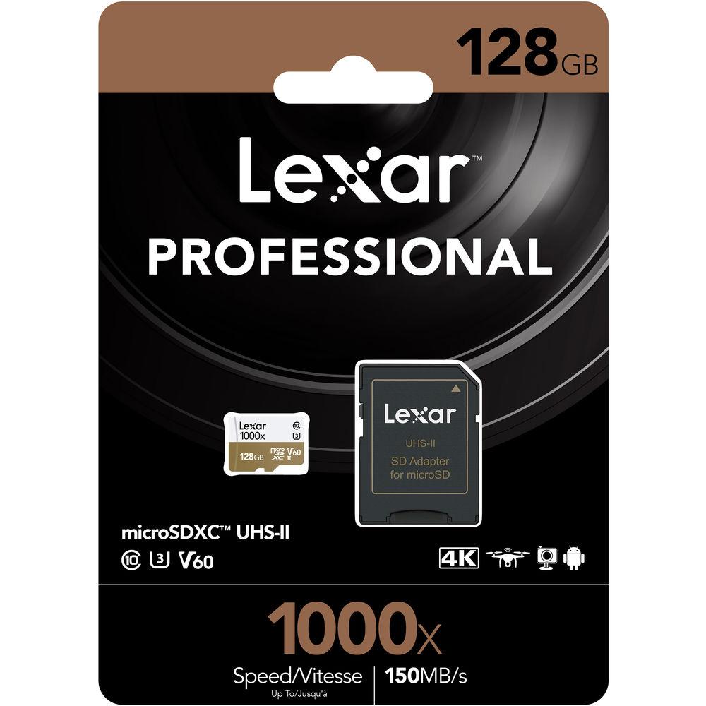 Lexar 128GB Professional 1000x UHS-II microSDXC Memory Card with SD Adapter