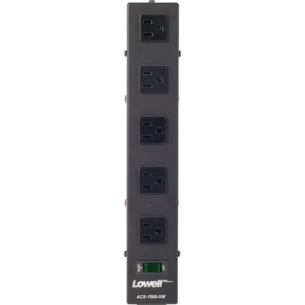 Lowell Manufacturing Compact Power Strip-15A, 5 Outlets, 6