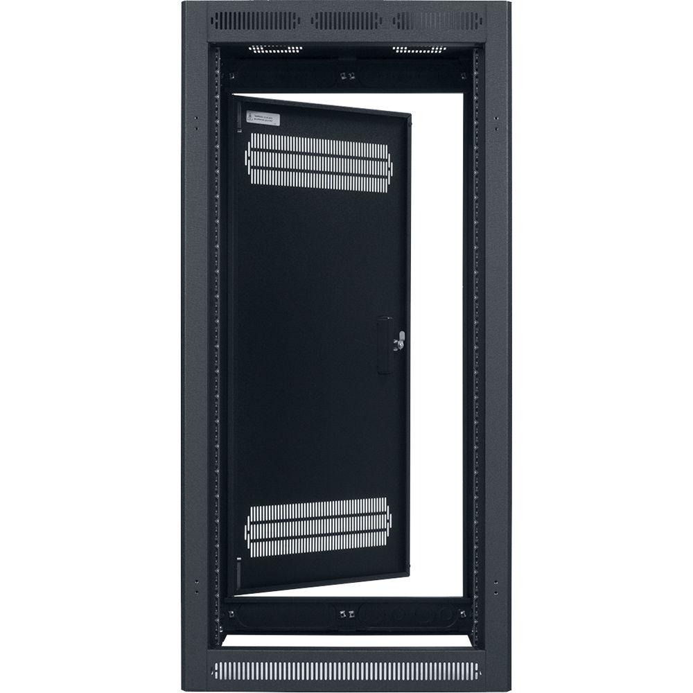 Lowell Manufacturing Rack-Enclosed-24U, 22" Deep, 1-Pair Adustable Rails, Rear Door