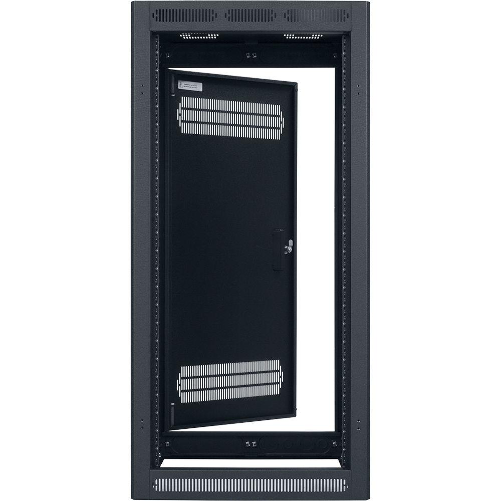 Lowell Manufacturing Rack-Enclosed-24U, 27" Deep, 1-Pair Adustable Rails, Rear Door