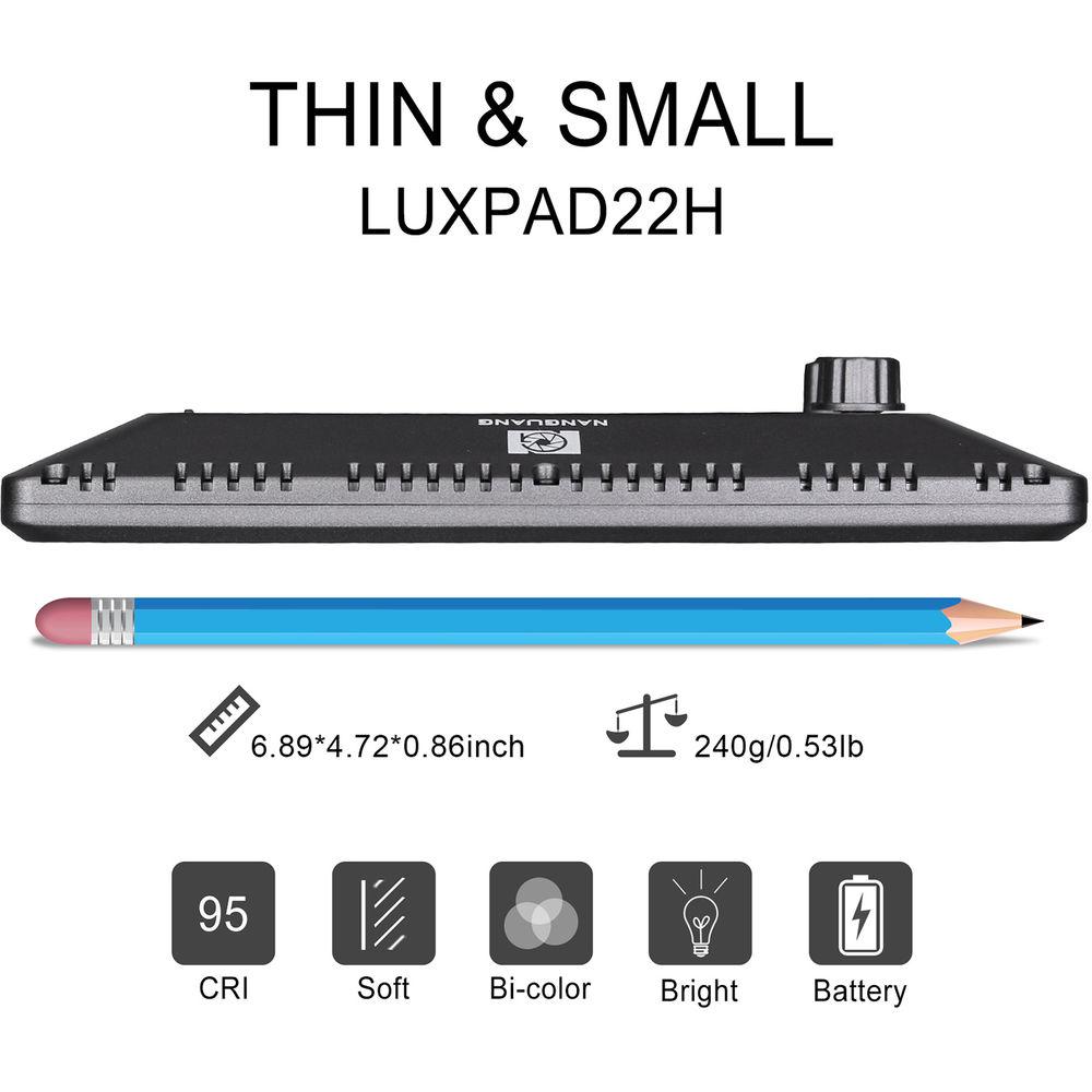 Nanguang LuxPad22H Bi-Color Slim High-Output LED Panel with Battery & Charger