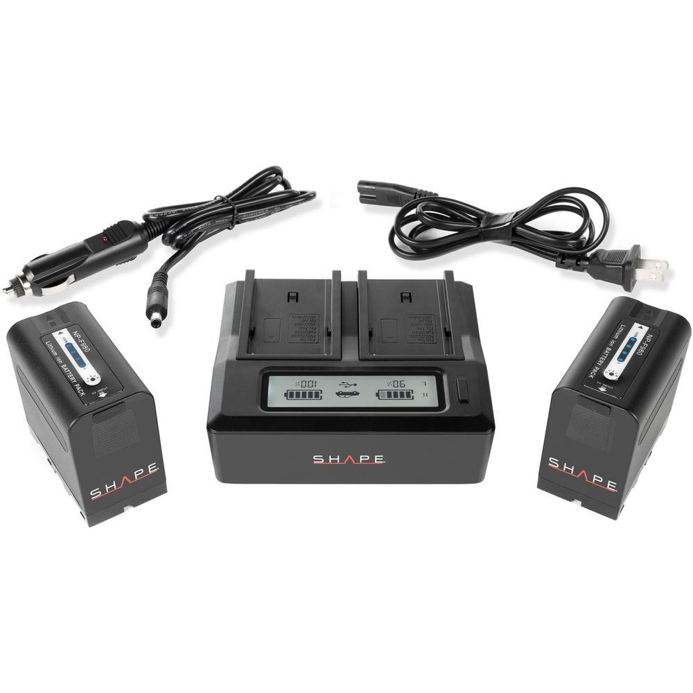 SHAPE NP-F980 Dual Charger with Two 6600mAh Lithium-Ion Batteries