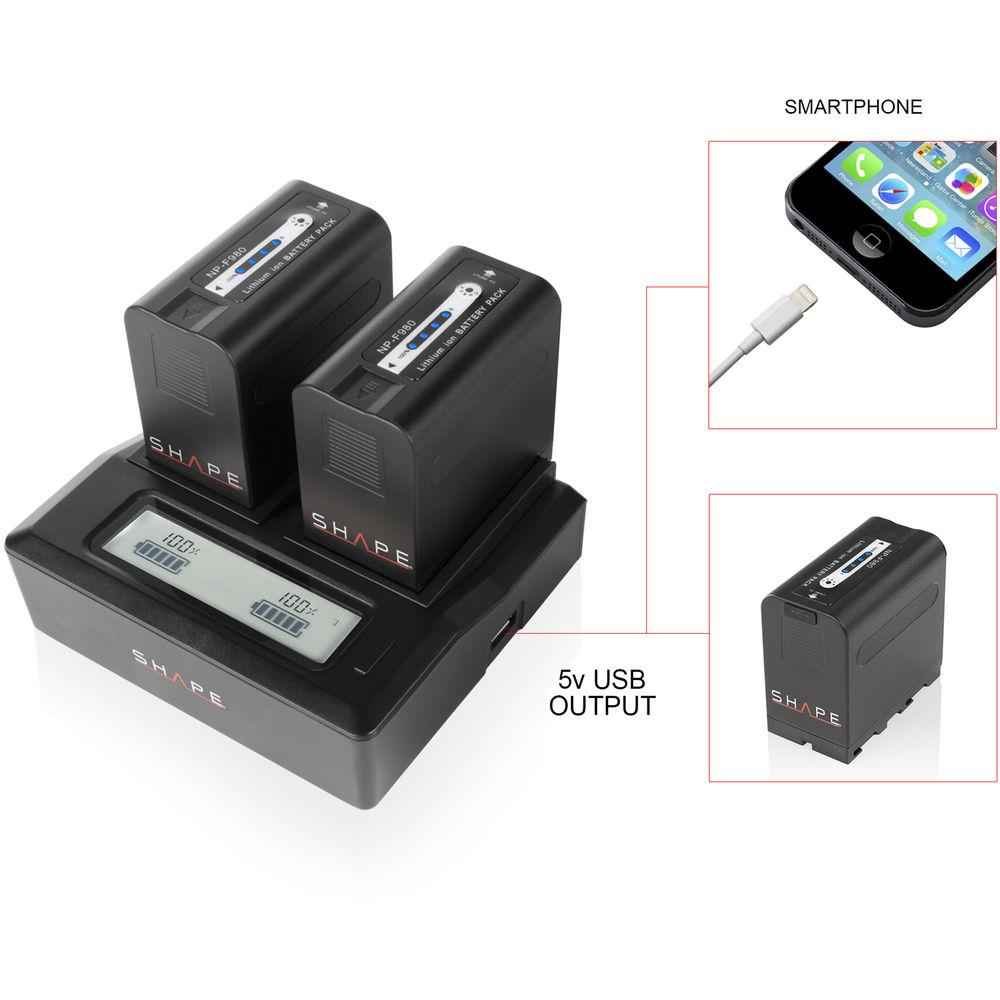 SHAPE NP-F980 Dual Charger with Two 6600mAh Lithium-Ion Batteries
