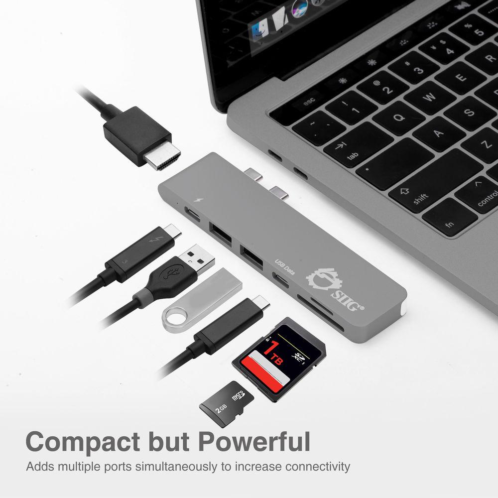 SIIG Dual USB Type-C Hub with HDMI, Card Reader, and Power Delivery