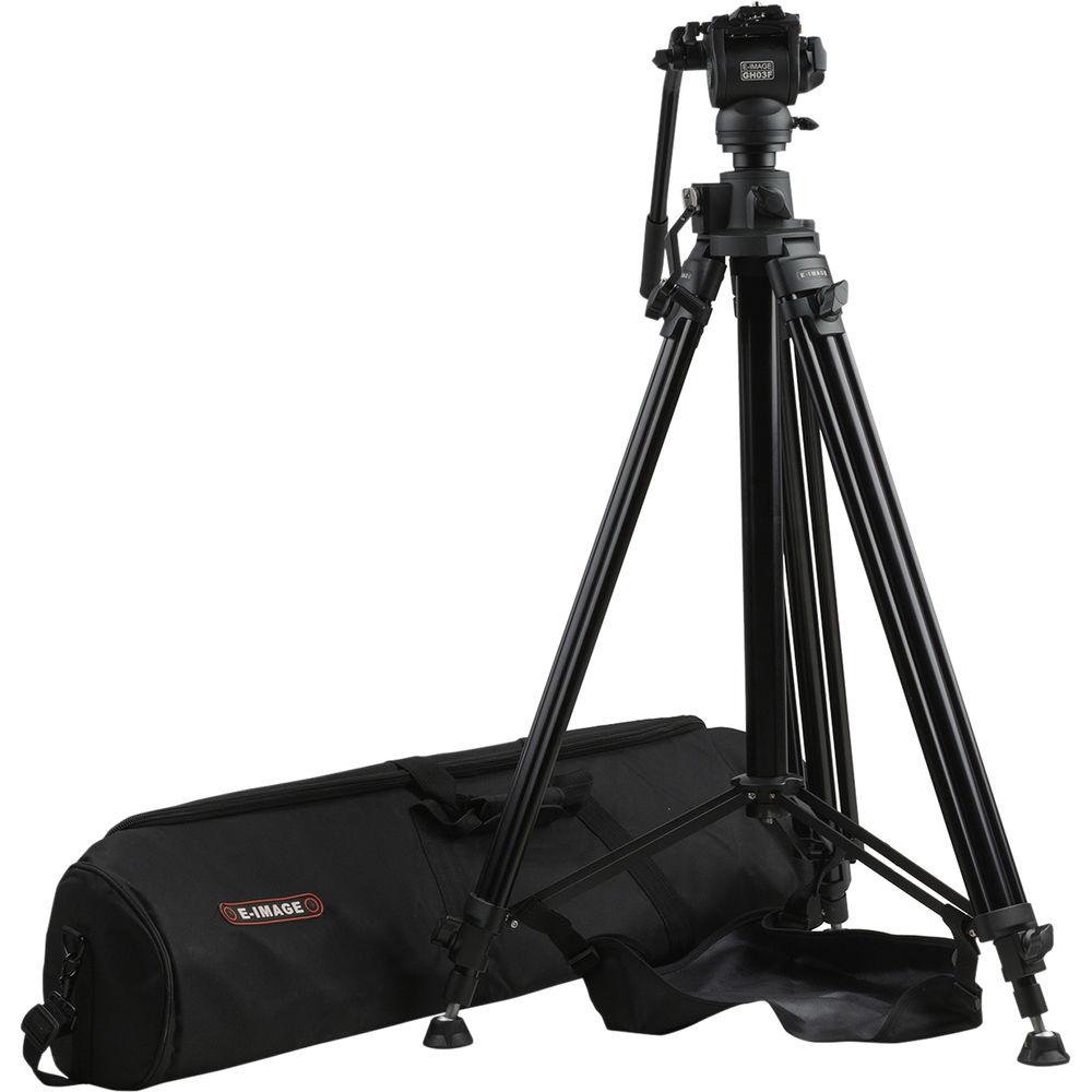 E-Image Studio Tripod with Geared Center Column and Fluid Head Kit