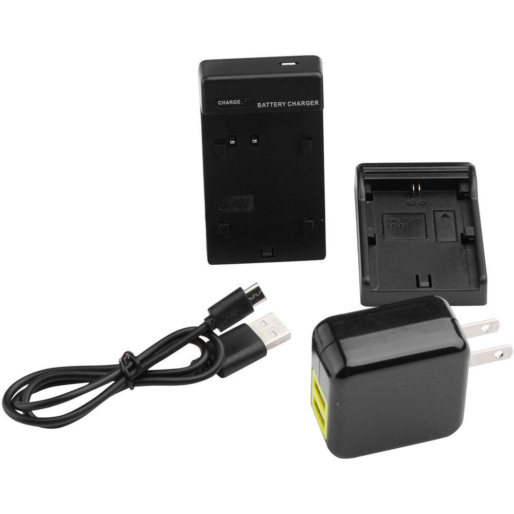 ikan Single DV Battery Charger and USB Wall Adapter with Canon LP-E6 Plate