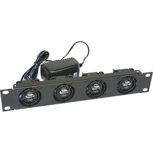 Lowell Manufacturing DC Fan Panel for Half Rack:1U,4-1.57" Fans,Universal Power Supply 4 Adaptors Thermostat Probe