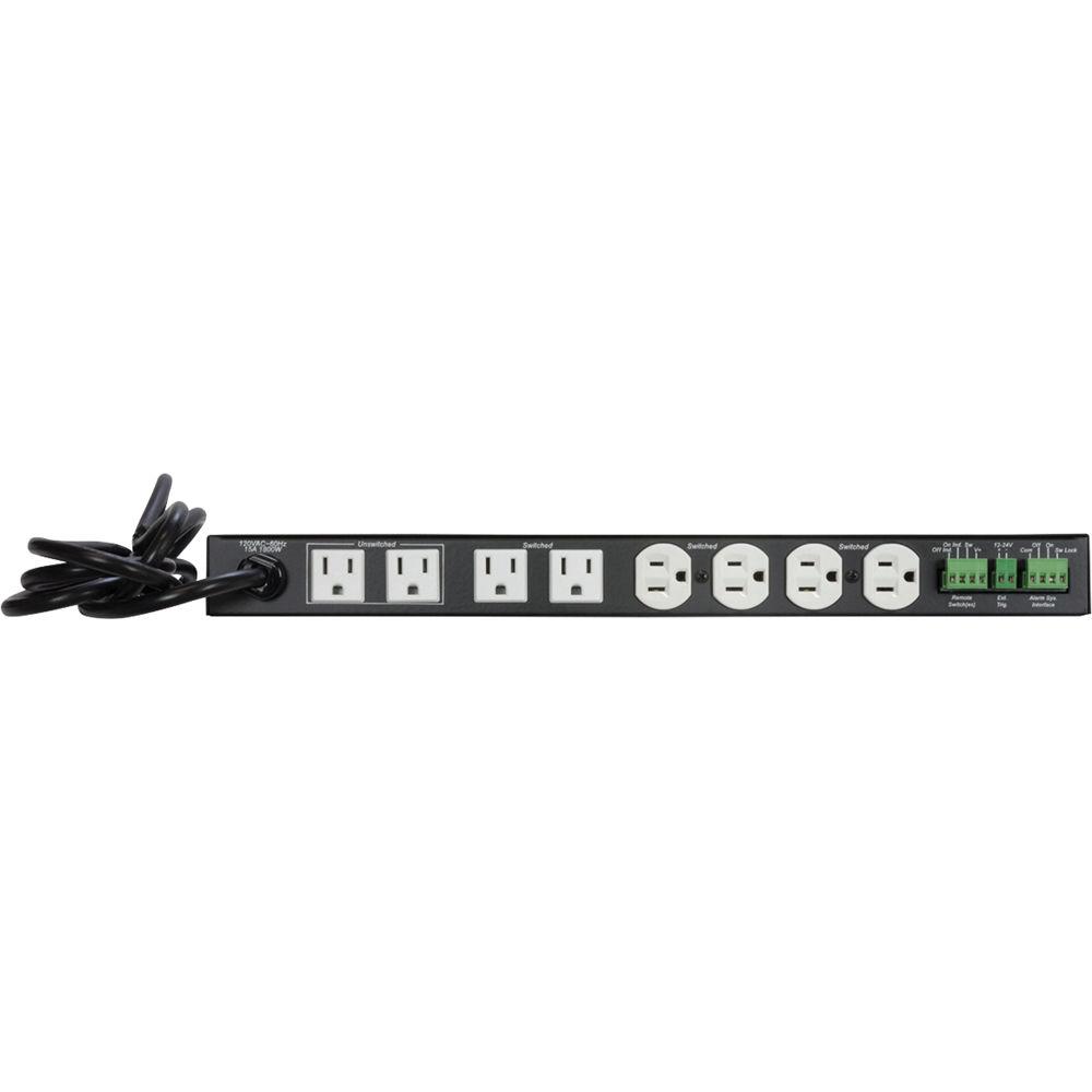 Lowell Manufacturing Power Panel-15A, 6-Switched 2-Unswitched Outlets, 1U, RPC, SS, Cord