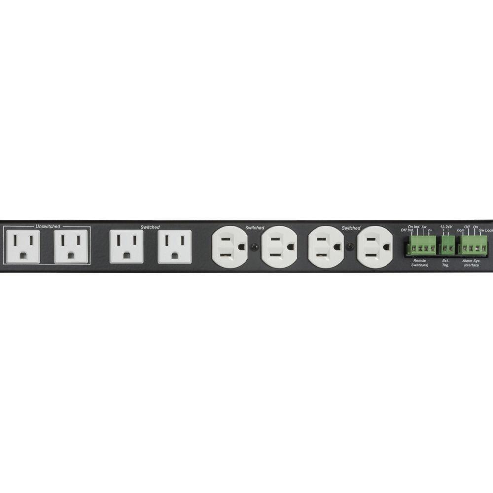 Lowell Manufacturing Power Panel-15A, 6-Switched 2-Unswitched Outlets, 1U, RPC, SS, Cord