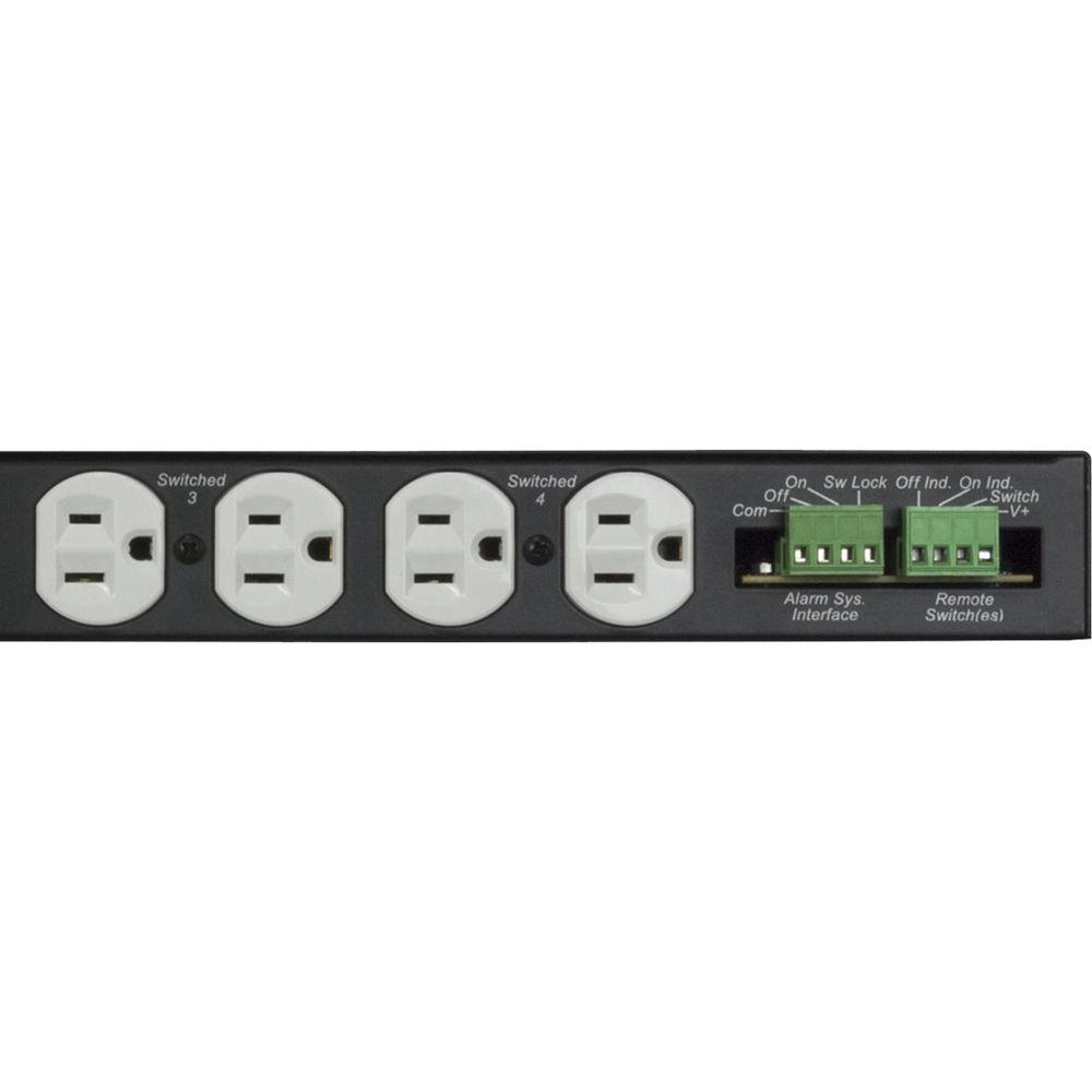 Lowell Manufacturing Power Panel-15A, 6-Switched 3-Unswitched Outlets, 1U,SEQ Surge Suppression