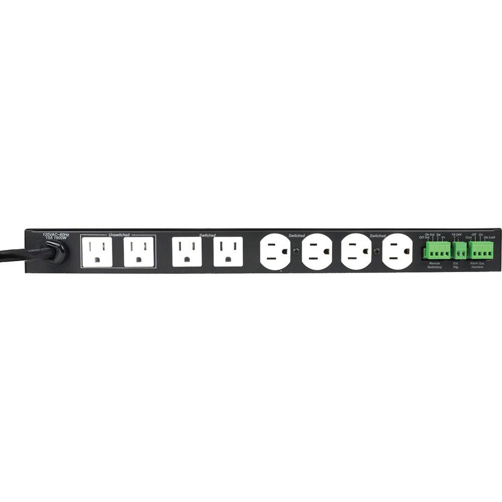 Lowell Manufacturing Power Panel-15A, 6-Switched 3-Unswitched Outlets, 1U, Surge Suppression, O U