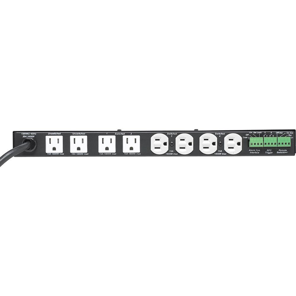 Lowell Manufacturing Power Panel-20A, 6-Switch 3-Unswitch Outlets, 1U, SEQ Surge Suppressionp, Cord
