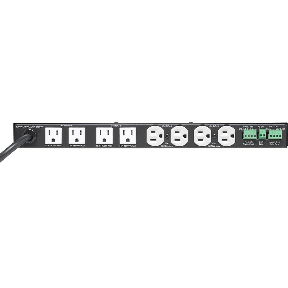 Lowell Manufacturing Power Panel-20A, 6-Switch 3-Unswitch Outlets, 1U, Surge Suppression, O U
