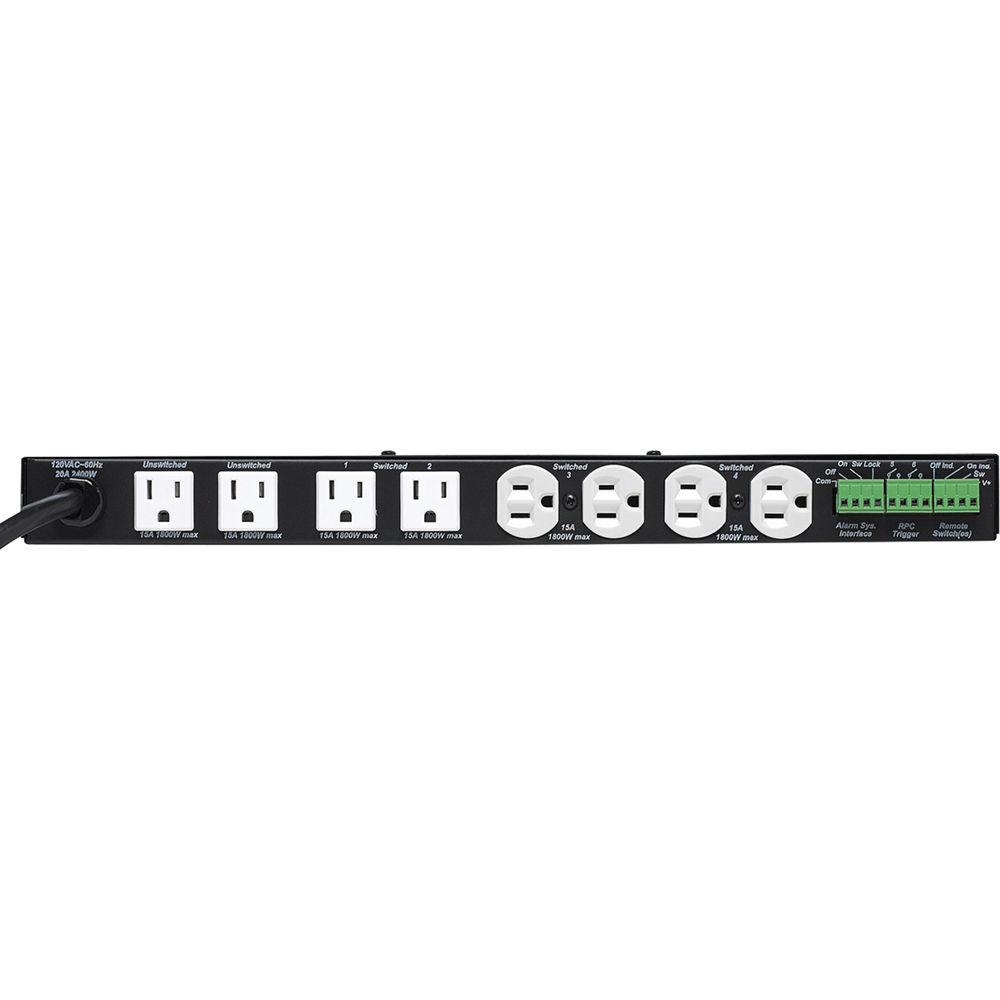 Lowell Manufacturing Power Panel-20A, 6-Switch 3-Unswitched Outlets, 1U, SEQ Trigger