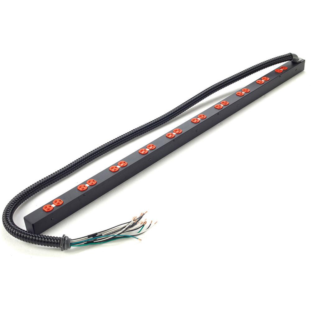 Lowell Manufacturing Power Strip-20A, 10 Circuits, 10 IG Duplex Outlets, Hardwired, 6