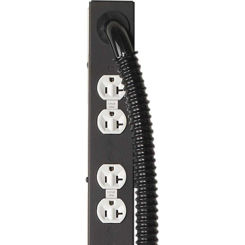 Lowell Manufacturing Power Strip-20A, 6 Circuits, 10 Duplex Outlets, Hardwired, 6