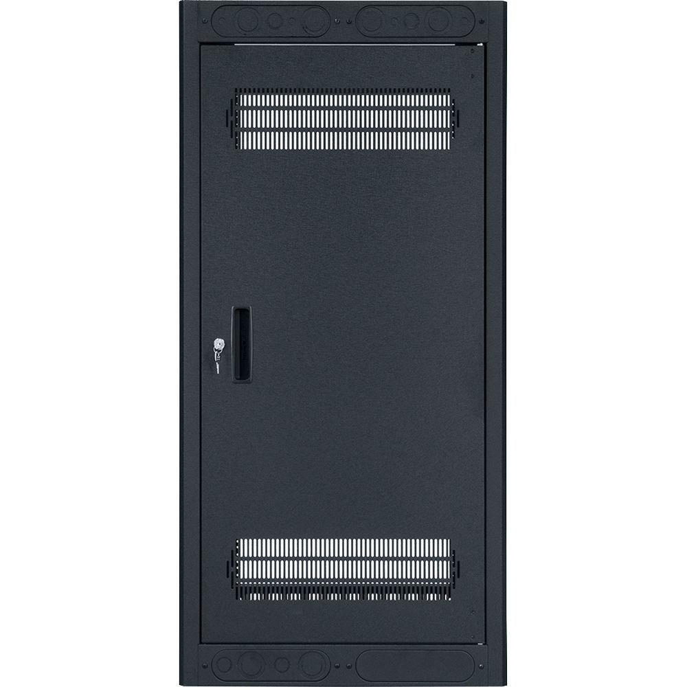 Lowell Manufacturing Rack-Enclosed-24U, 32" Deep, 2-Pair Adustable Rails, Rear Door