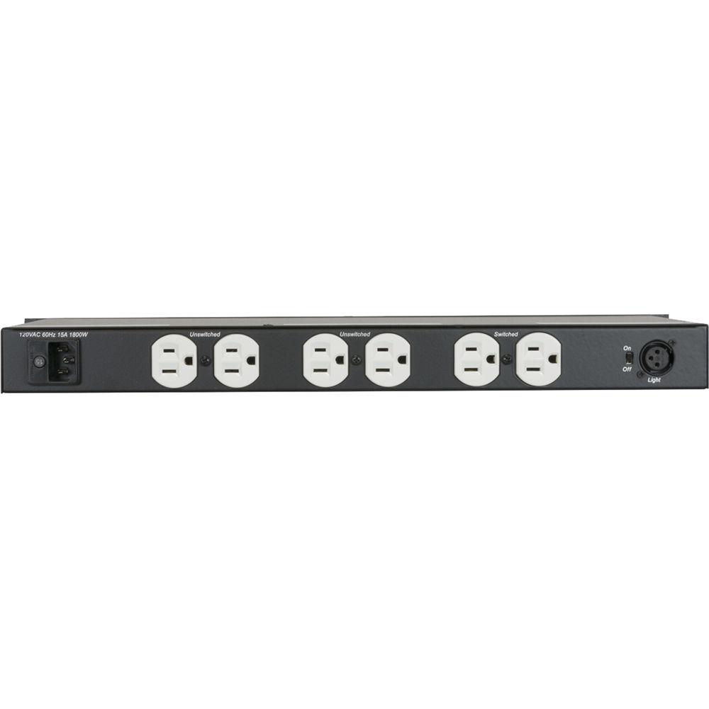 Lowell Manufacturing Rackmount Light Panel With 120-VAC 15A Power, 7 Outlets, 9