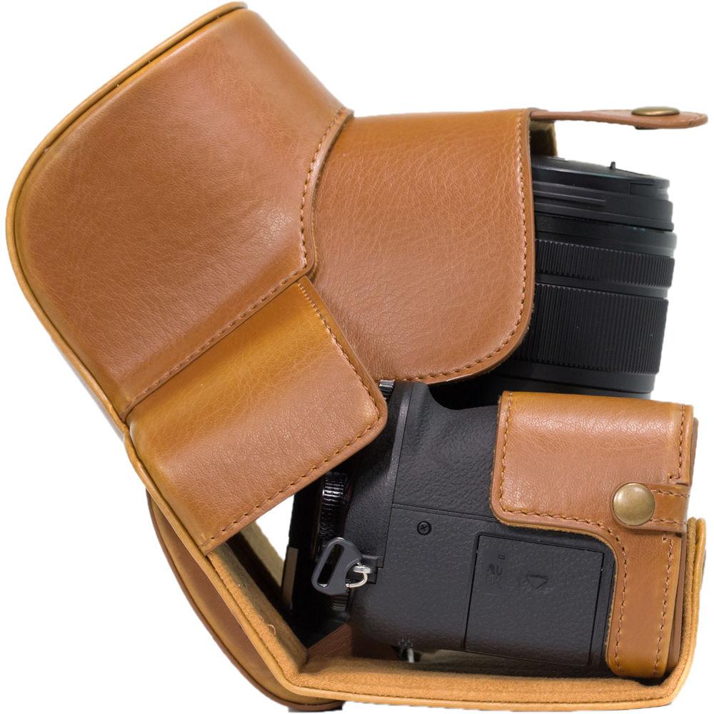 MegaGear Ever Ready PU Leather Case and Strap for Panasonic Lumix DMC-G85 or G8 with 12-60mm Lens