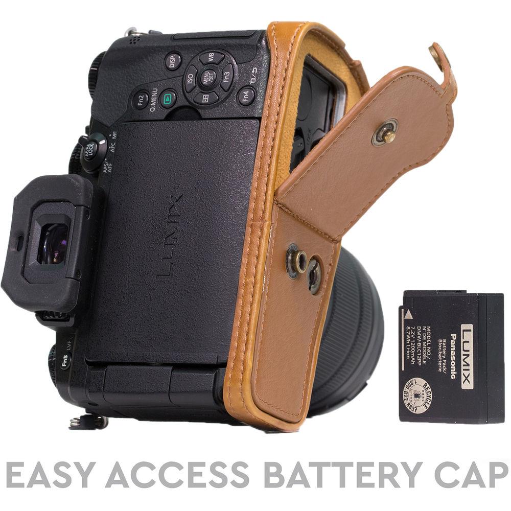 MegaGear Ever Ready PU Leather Case and Strap for Panasonic Lumix DMC-G85 or G8 with 12-60mm Lens