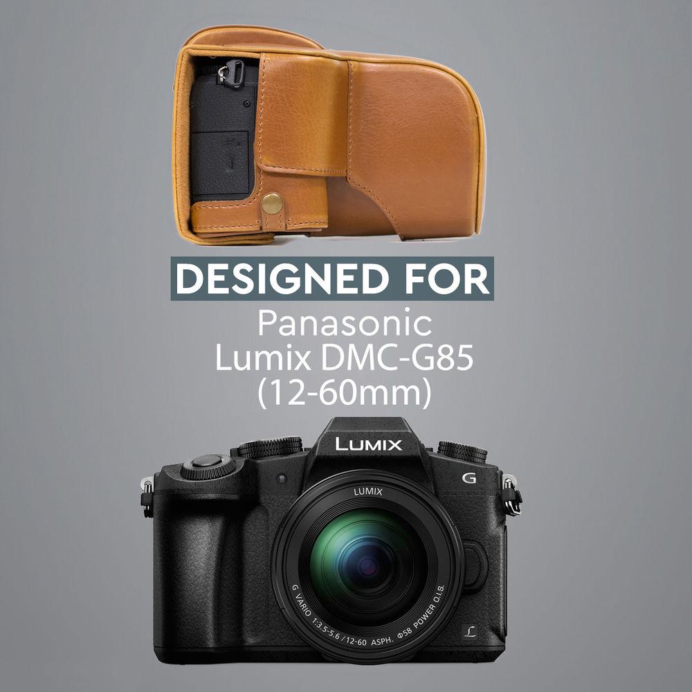 MegaGear Ever Ready PU Leather Case and Strap for Panasonic Lumix DMC-G85 or G8 with 12-60mm Lens